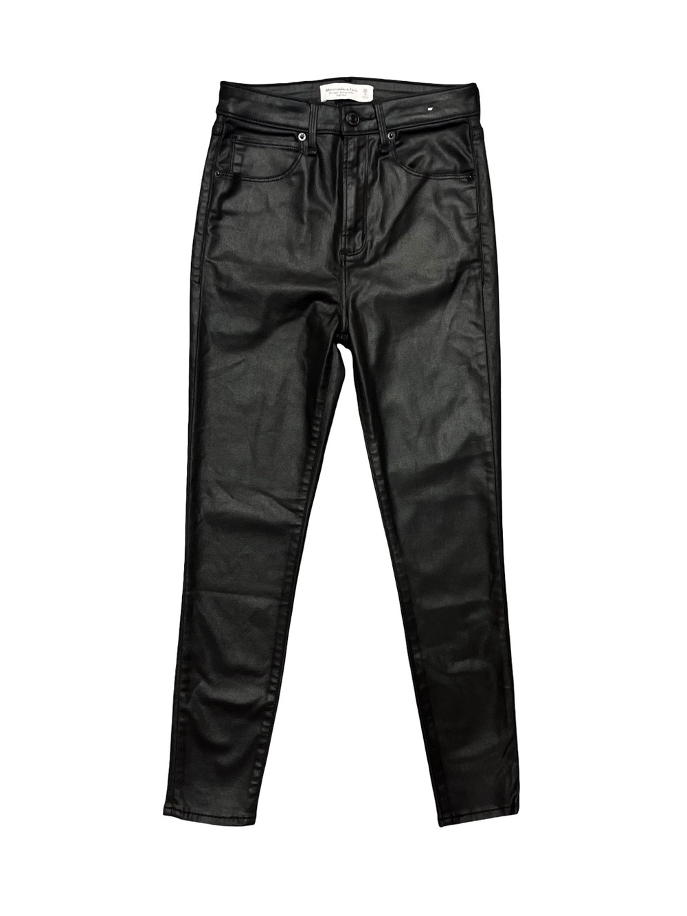 Abercrombie & Fitch Black Coated Leather High Rise Skinny Jeans Women’s Size 26